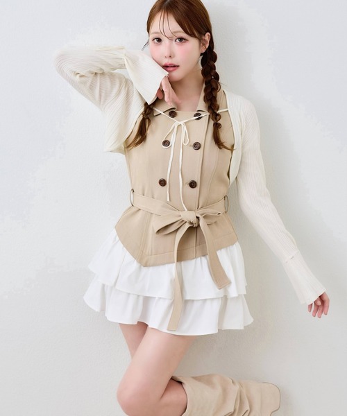 one after another NICE CLAUP（ワンアフターアナザーナイスクラップ）の「トレンチ風ミニワンピース（ワンピース・レディース・ベージュ/ブラウン/ホワイト系その他・SMALL/MEDIUM）」の19枚目の写真