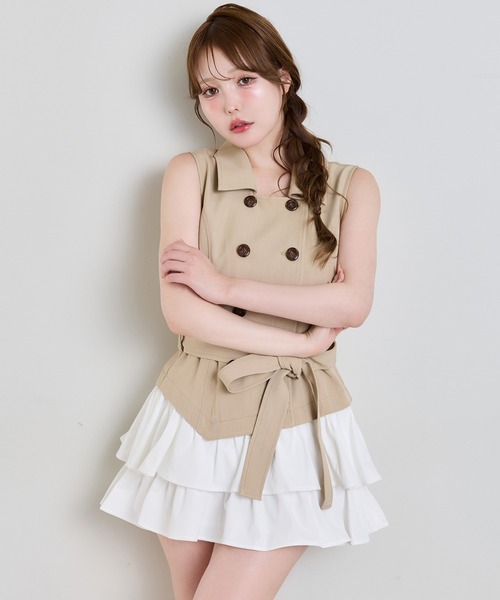one after another NICE CLAUP（ワンアフターアナザーナイスクラップ）の「トレンチ風ミニワンピース（ワンピース・レディース・ベージュ/ブラウン/ホワイト系その他・SMALL/MEDIUM）」の12枚目の写真
