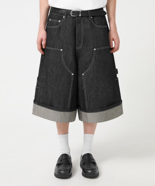 TRILLION(トリリオン)の「ロールアップ生地デニムバミューダパンツ_ブラック(その他パンツ・レディース・その他・MEDIUM/LARGE/X-LARGE/SMALL)」の2枚目の写真