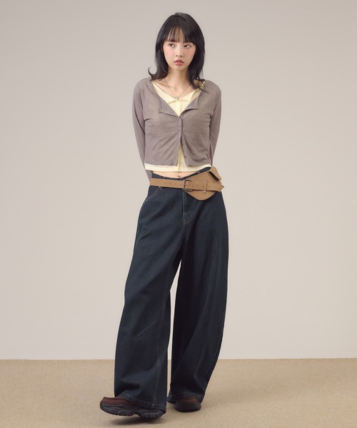 apres jour mignon(アプレジュールミニョン)の「レイヤードシアーカーデ(カーディガン/ボレロ・レディース・ダークブラウン/グレー/ブラウン系その他/グリーン/ブルー・LARGE/フリー)」の7枚目の写真