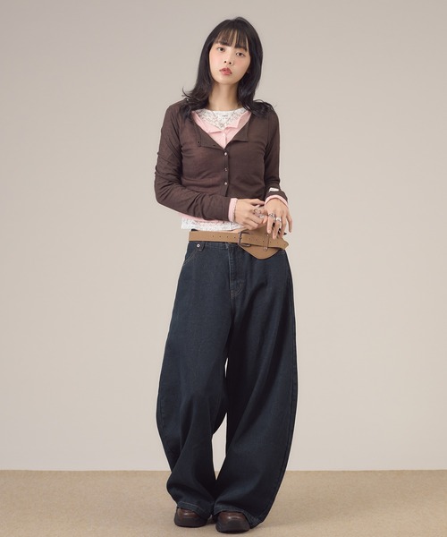 apres jour mignon(アプレジュールミニョン)の「レイヤードシアーカーデ(カーディガン/ボレロ・レディース・ダークブラウン/グレー/ブラウン系その他/グリーン/ブルー・LARGE/フリー)」の9枚目の写真