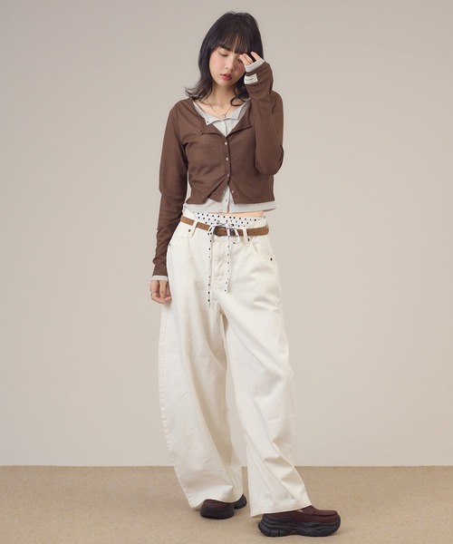 apres jour mignon(アプレジュールミニョン)の「レイヤードシアーカーデ(カーディガン/ボレロ・レディース・ダークブラウン/グレー/ブラウン系その他/グリーン/ブルー・LARGE/フリー)」の11枚目の写真