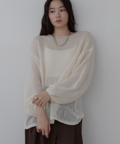 Aunt Marie's(アントマリーズ)の「モヘアライクルーズニット(ニット/セーター・レディース・ネイビー/ブルー/ブラウン/アイボリー・FREE)」の5枚目の写真