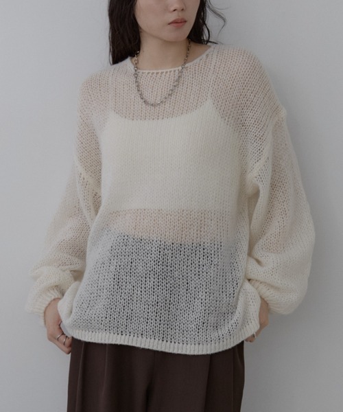 Aunt Marie's(アントマリーズ)の「モヘアライクルーズニット(ニット/セーター・レディース・ネイビー/ブルー/ブラウン/アイボリー・FREE)」の6枚目の写真