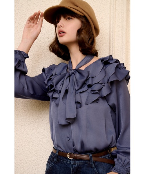 CELFORD(セルフォード)の「ラッフルフリルブラウス(シャツ/ブラウス・レディース・ブルー/ピンク/オフホワイト・F)」の21枚目の写真