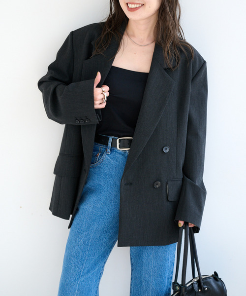 OUTDOOR PRODUCTS(アウトドアプロダクツ)の「ORDINARY DOUBLE JACKET セットアップ対応(テーラードジャケット・レディース・チャコールグレー/ブラウン・FREE)」の1枚目の写真