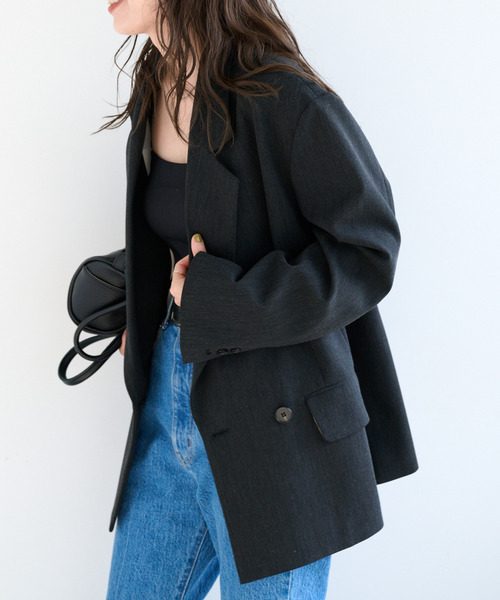 OUTDOOR PRODUCTS(アウトドアプロダクツ)の「ORDINARY DOUBLE JACKET セットアップ対応(テーラードジャケット・レディース・チャコールグレー/ブラウン・FREE)」の4枚目の写真