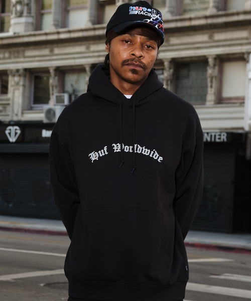 HUF(ハフ)の「OLYMPIA HOODIE(パーカー・メンズ・アッシュグレー/ブラック・XXL/XL/L/M/S)」の3枚目の写真