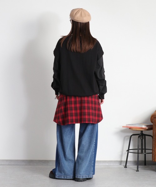 cepo(セポ)の「布帛切り替え / シャーリングスリーブ プルオーバー(Tシャツ/カットソー・レディース・カーキ/オフホワイト/ブラック・M)」の9枚目の写真