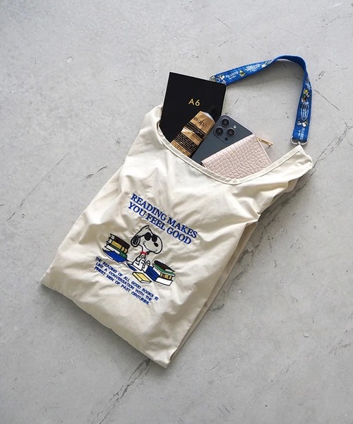Vintage PEANUTS(ビンテージピーナッツ)の「"11"≪Vintage PEANUTS≫1ポケット ストラップ付き ショッパー/エコバッグ(エコバッグ/サブバッグ・レディース・グレー/アイボリー/ラベンダー・ONE SIZE)」の2枚目の写真