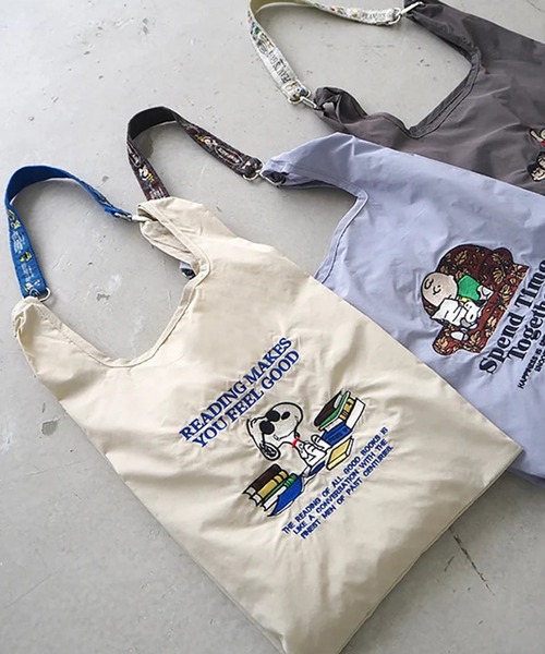 Vintage PEANUTS(ビンテージピーナッツ)の「"11"≪Vintage PEANUTS≫1ポケット ストラップ付き ショッパー/エコバッグ(エコバッグ/サブバッグ・レディース・グレー/アイボリー/ラベンダー・ONE SIZE)」の9枚目の写真