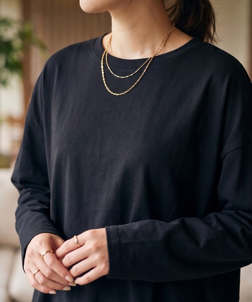 STYLE DELI(スタイルデリ)の「【DELI by】 抜け感サイドスリットロングプルオーバー(Tシャツ/カットソー・レディース・ホワイト/ブラック・M)」の14枚目の写真