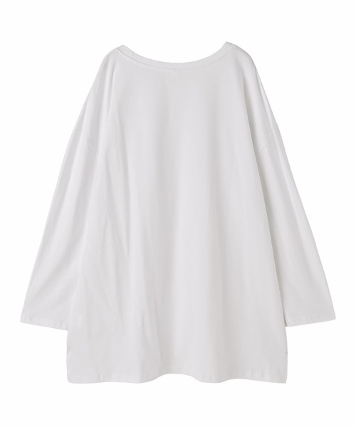 STYLE DELI(スタイルデリ)の「【DELI by】 抜け感サイドスリットロングプルオーバー(Tシャツ/カットソー・レディース・ホワイト/ブラック・M)」の7枚目の写真