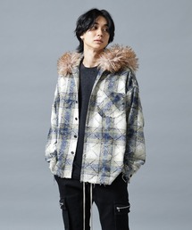 DANKE SCHON | DankeSchon/ダンケシェーン/DAMEGE CHECK HOOD FUR SHIRTS(シャツ/ブラウス)