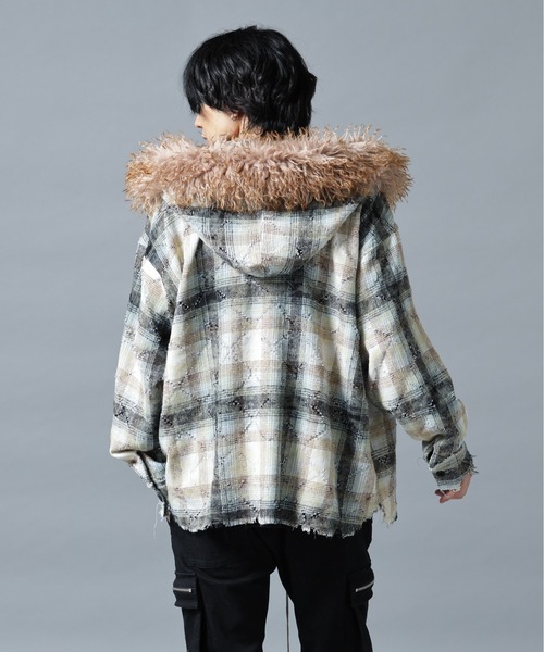 DANKE SCHON(ダンケシェーン)の「DankeSchon/ダンケシェーン/DAMEGE CHECK HOOD FUR SHIRTS(シャツ/ブラウス・メンズ・レッド/イエロー/サックスブルー・L/M)」の10枚目の写真