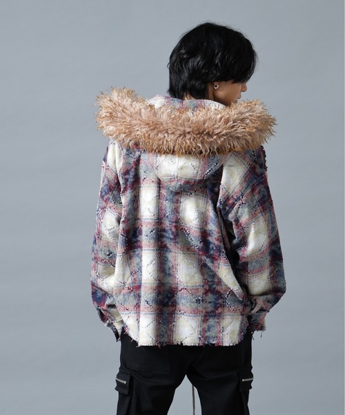 DANKE SCHON(ダンケシェーン)の「DankeSchon/ダンケシェーン/DAMEGE CHECK HOOD FUR SHIRTS(シャツ/ブラウス・メンズ・レッド/イエロー/サックスブルー・L/M)」の14枚目の写真