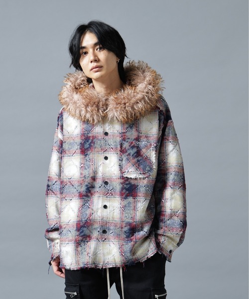 DANKE SCHON(ダンケシェーン)の「DankeSchon/ダンケシェーン/DAMEGE CHECK HOOD FUR SHIRTS(シャツ/ブラウス・メンズ・レッド/イエロー/サックスブルー・L/M)」の15枚目の写真