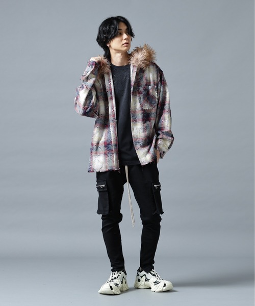 DANKE SCHON(ダンケシェーン)の「DankeSchon/ダンケシェーン/DAMEGE CHECK HOOD FUR SHIRTS(シャツ/ブラウス・メンズ・レッド/イエロー/サックスブルー・L/M)」の16枚目の写真