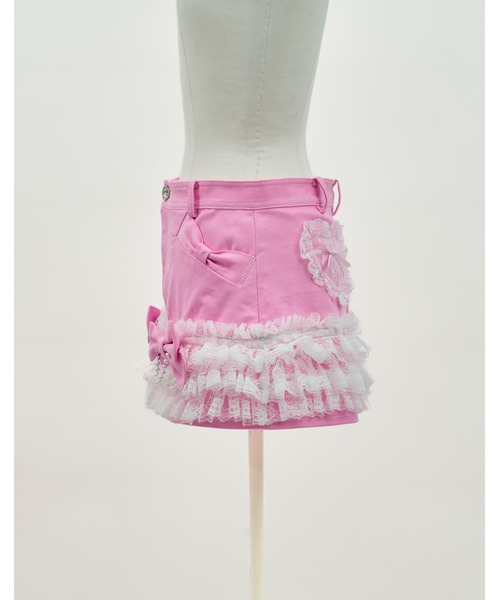 AVENCHUMU(アバンチュウム)の「Lace frill ribbon denim skirt(デニムスカート・レディース・ブラック/ホワイト/ピンク・FREE/XS)」の16枚目の写真