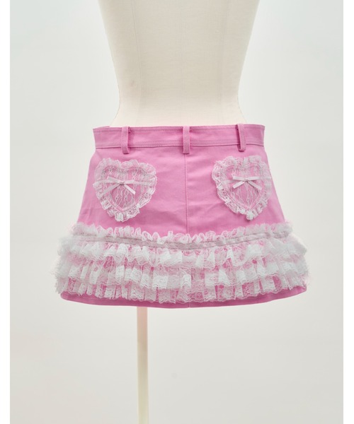 AVENCHUMU(アバンチュウム)の「Lace frill ribbon denim skirt(デニムスカート・レディース・ブラック/ホワイト/ピンク・FREE/XS)」の17枚目の写真