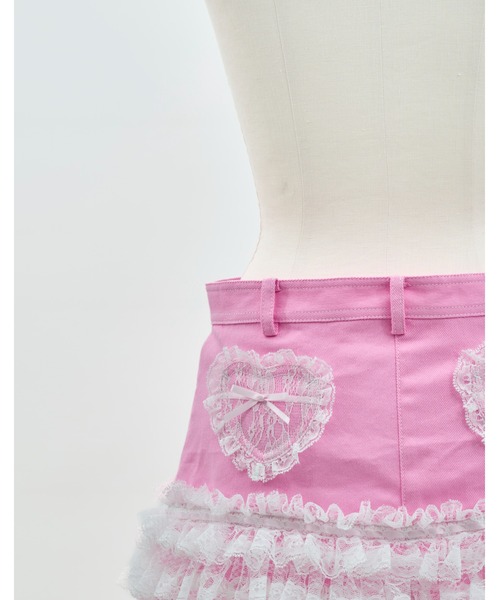 AVENCHUMU(アバンチュウム)の「Lace frill ribbon denim skirt(デニムスカート・レディース・ブラック/ホワイト/ピンク・FREE/XS)」の18枚目の写真