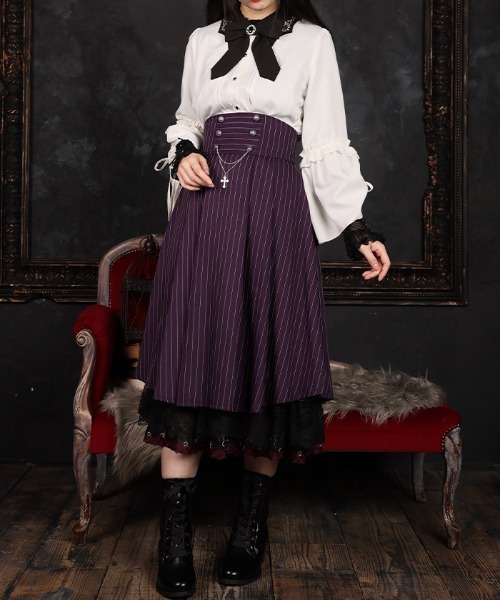 axes femme(アクシーズファム)の「クロス×ハイウエストスカート(スカート・レディース・ワイン/パープル/ブラック・FREE)」の1枚目の写真
