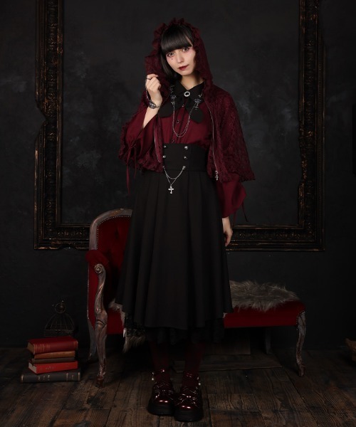 axes femme(アクシーズファム)の「クロス×ハイウエストスカート(スカート・レディース・ワイン/パープル/ブラック・FREE)」の7枚目の写真