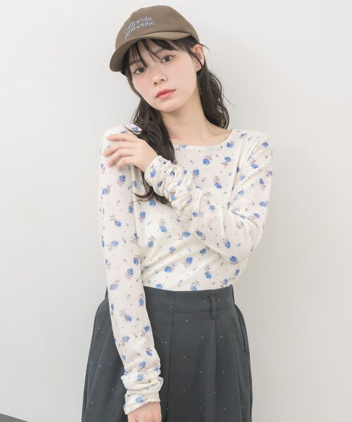 RETRO GIRL（レトロガール）の「袖シャーリングベロアカットソー（Tシャツ/カットソー・レディース・ベージュ/グリーン/ホワイト系その他・FREE）」の12枚目の写真