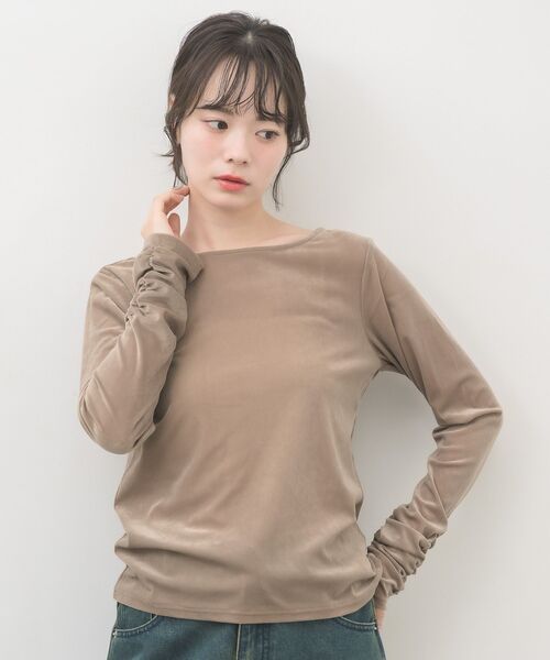 RETRO GIRL（レトロガール）の「袖シャーリングベロアカットソー（Tシャツ/カットソー・レディース・ベージュ/グリーン/ホワイト系その他・FREE）」の19枚目の写真