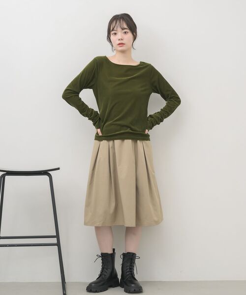 RETRO GIRL（レトロガール）の「袖シャーリングベロアカットソー（Tシャツ/カットソー・レディース・ベージュ/グリーン/ホワイト系その他・FREE）」の22枚目の写真