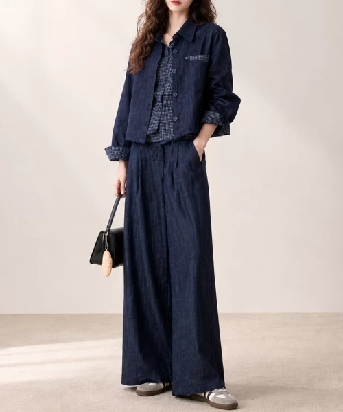 FAVORITO(ファヴォリート)の「デニムトップスパンツセットアップ(セットアップ・レディース・ブルー・S/M/L/XL)」の2枚目の写真
