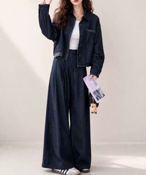 FAVORITO(ファヴォリート)の「デニムトップスパンツセットアップ(セットアップ・レディース・ブルー・S/M/L/XL)」の3枚目の写真