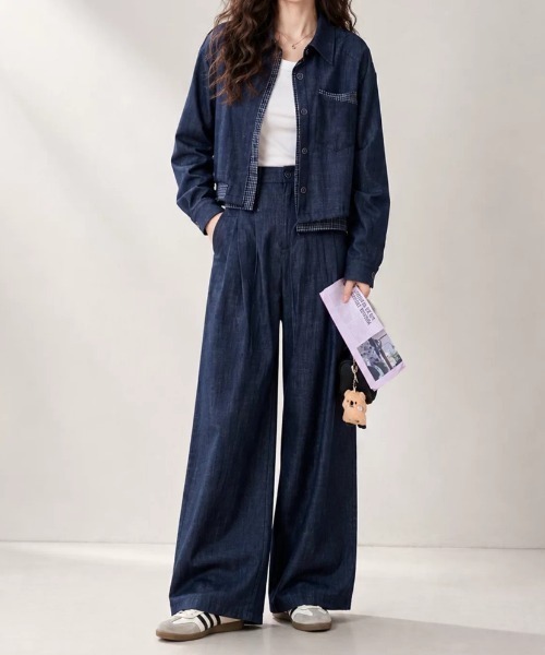 FAVORITO(ファヴォリート)の「デニムトップスパンツセットアップ(セットアップ・レディース・ブルー・S/M/L/XL)」の4枚目の写真
