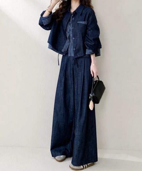 FAVORITO(ファヴォリート)の「デニムトップスパンツセットアップ(セットアップ・レディース・ブルー・S/M/L/XL)」の5枚目の写真