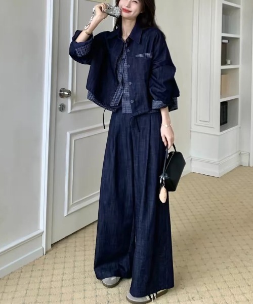FAVORITO(ファヴォリート)の「デニムトップスパンツセットアップ(セットアップ・レディース・ブルー・S/M/L/XL)」の8枚目の写真
