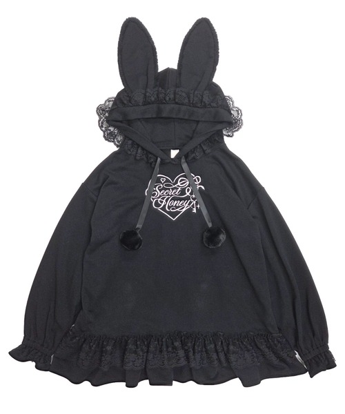 Secret Honey(シークレットハニー)の「うさみみパーカーワンピース(Tシャツ/カットソー・レディース・ブラック/オフホワイト・FREE)」の1枚目の写真