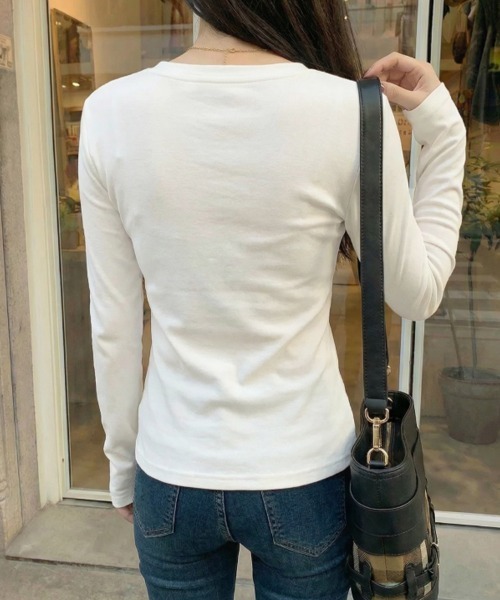ReRe(リリ)の「ヘンリーネックフィット長袖カットソー(Tシャツ/カットソー・レディース・グレー/オートミール/ホワイト/ブラック・LARGE/X-LARGE/MEDIUM)」の8枚目の写真