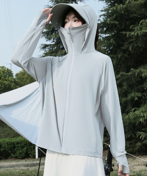 shoppinggo(ショッピングゴー)の「ラッシュガード UVパーカー UVカット サマーカーディガン レディース 夏カーディガン(カーディガン/ボレロ・レディース・グレー・FREE)」の1枚目の写真
