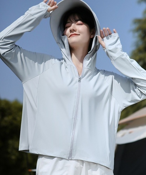 shoppinggo(ショッピングゴー)の「ラッシュガード UVパーカー UVカット サマーカーディガン レディース 夏カーディガン(カーディガン/ボレロ・レディース・グレー・FREE)」の3枚目の写真