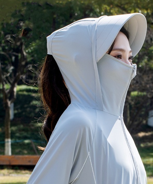 shoppinggo(ショッピングゴー)の「ラッシュガード UVパーカー UVカット サマーカーディガン レディース 夏カーディガン(カーディガン/ボレロ・レディース・グレー・FREE)」の7枚目の写真