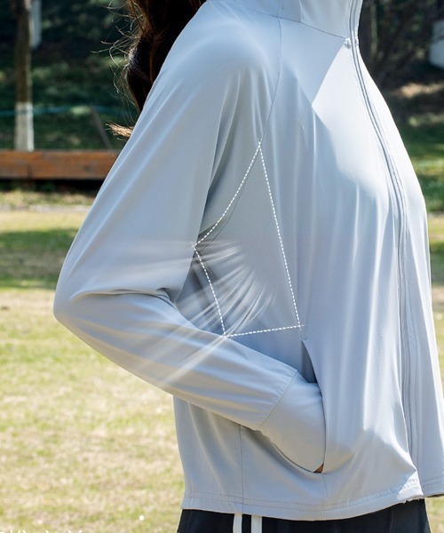 shoppinggo(ショッピングゴー)の「ラッシュガード UVパーカー UVカット サマーカーディガン レディース 夏カーディガン(カーディガン/ボレロ・レディース・グレー・FREE)」の8枚目の写真
