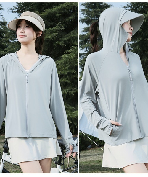 shoppinggo(ショッピングゴー)の「ラッシュガード UVパーカー UVカット サマーカーディガン レディース 夏カーディガン(カーディガン/ボレロ・レディース・グレー・FREE)」の9枚目の写真