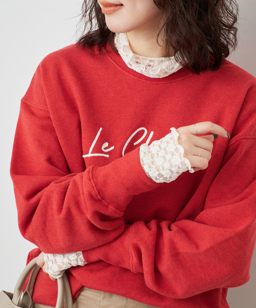 SLOBE IENA(スローブイエナ)の「フラワーレースタートル(Tシャツ/カットソー・レディース・アイボリー/ブラック/チャコールグレー・FREE)」の2枚目の写真