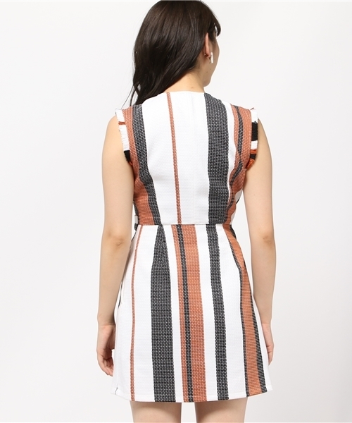 SLY（スライ）の「DESERT STRIPE WRAP OP（ワンピース・レディース・ネイビー/オフホワイト・1/2）」の8枚目の写真