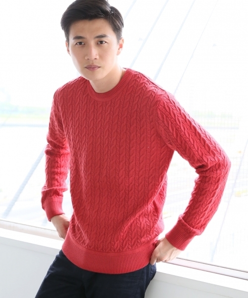 GLOBAL WORK（グローバルワーク）の「【洗えるニット】７ゲージケーブルニットプルオーバー/719598（ニット/セーター・メンズ・カーキ/ブラック/ネイビー/ベージュ/ホワイト/ワインレッド/グレー・SMALL/MEDIUM/LARGE/X-LARGE）」の7枚目の写真