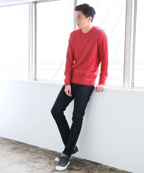 GLOBAL WORK（グローバルワーク）の「【洗えるニット】７ゲージケーブルニットプルオーバー/719598（ニット/セーター・メンズ・カーキ/ブラック/ネイビー/ベージュ/ホワイト/ワインレッド/グレー・SMALL/MEDIUM/LARGE/X-LARGE）」の10枚目の写真