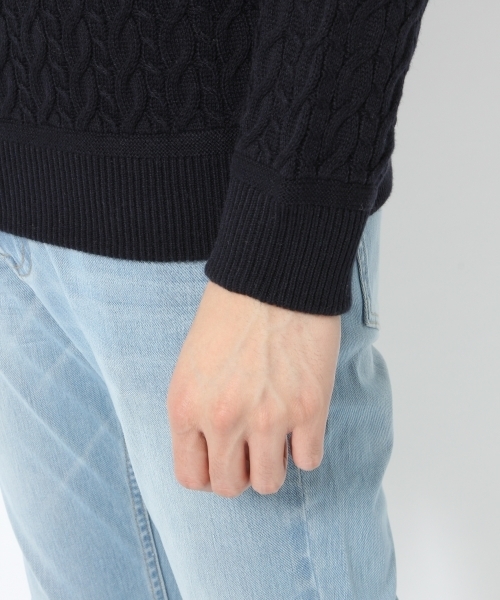 GLOBAL WORK（グローバルワーク）の「【洗えるニット】７ゲージケーブルニットプルオーバー/719598（ニット/セーター・メンズ・カーキ/ブラック/ネイビー/ベージュ/ホワイト/ワインレッド/グレー・SMALL/MEDIUM/LARGE/X-LARGE）」の16枚目の写真