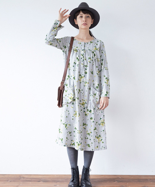 Sunny Clouds サニークラウズ の サニークラウズ 滲み花ワンピース レディース グレイ ワンピース Wear