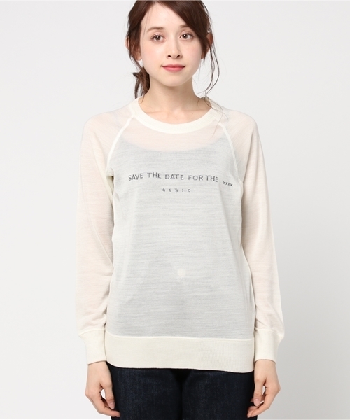 Audition(オーディション)の「M0549 ラメ糸ロゴ刺繍 フィールソフトプルオーバー(Tシャツ/カットソー・レディース・チャコール/オフホワイト/杢グレー/チェリーレッド・MEDIUM)」の12枚目の写真