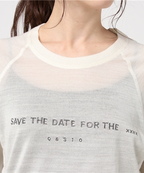 Audition(オーディション)の「M0549 ラメ糸ロゴ刺繍 フィールソフトプルオーバー(Tシャツ/カットソー・レディース・チャコール/オフホワイト/杢グレー/チェリーレッド・MEDIUM)」の9枚目の写真